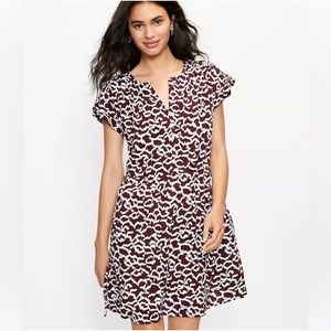 Loft side tie dolman dress women’s size XS, Red Raisin color